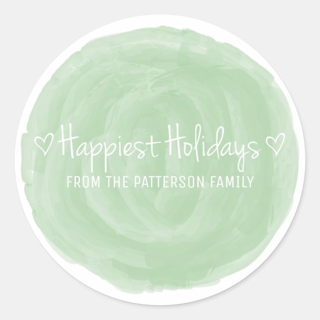 Sticker Rond Verte Aquarelle Les Vacances Les Plus Heureuses (Devant)