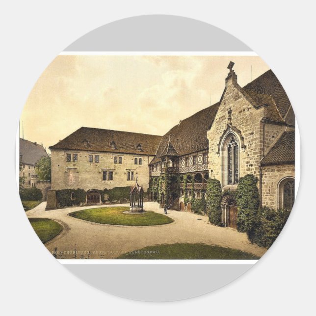 Sticker Rond Veste Coburg Furstenbau, Thuringe, Allemagne rare  (Devant)