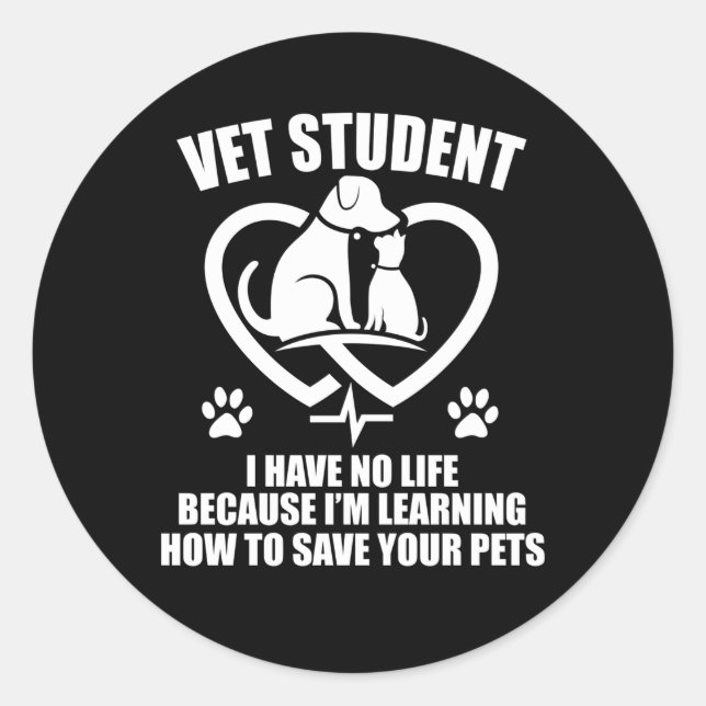 Sticker Rond Vet Student Future Vétérinaire À Être Vet En Progr (Devant)