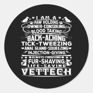 Sticker Rond Vet Tech Vet Tech Grey Small