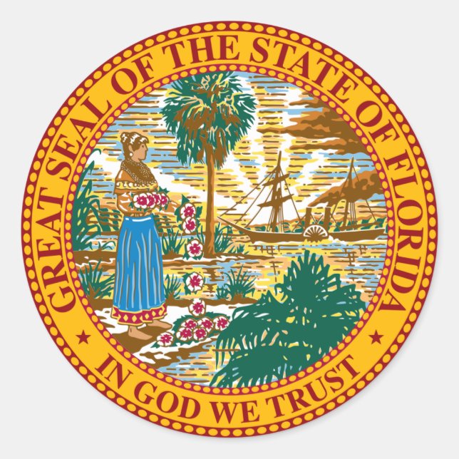 STICKER ROND VÊTEMENT D'ÉTAT FLORIDE (Devant)