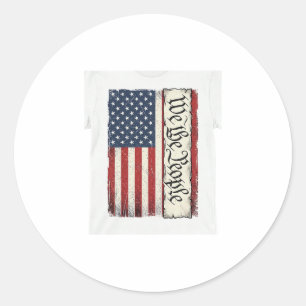 Sticker Rond Vêtement vintage We the People Flag Patriotic Desi