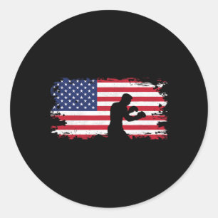 Sticker Rond Vêtements de boxe Drapeau Américain - Femmes de bo