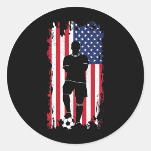 Sticker Rond Vêtements de football à drapeau américain - Femmes