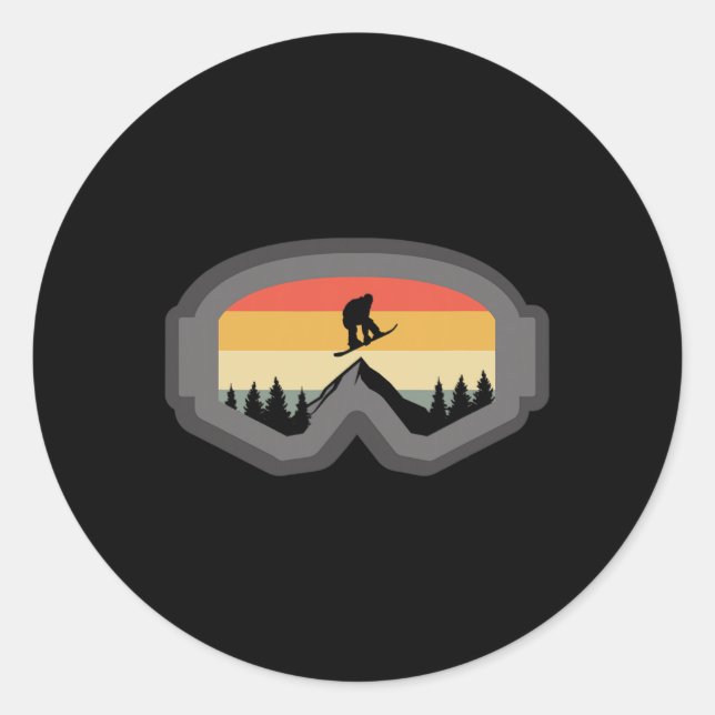 Sticker Rond Vêtements de snowboard - Snowboard Snowboarder Sno (Devant)