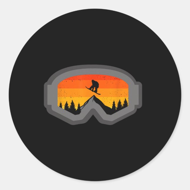 Sticker Rond Vêtements de snowboard - Snowboard Snowboarder Sno (Devant)