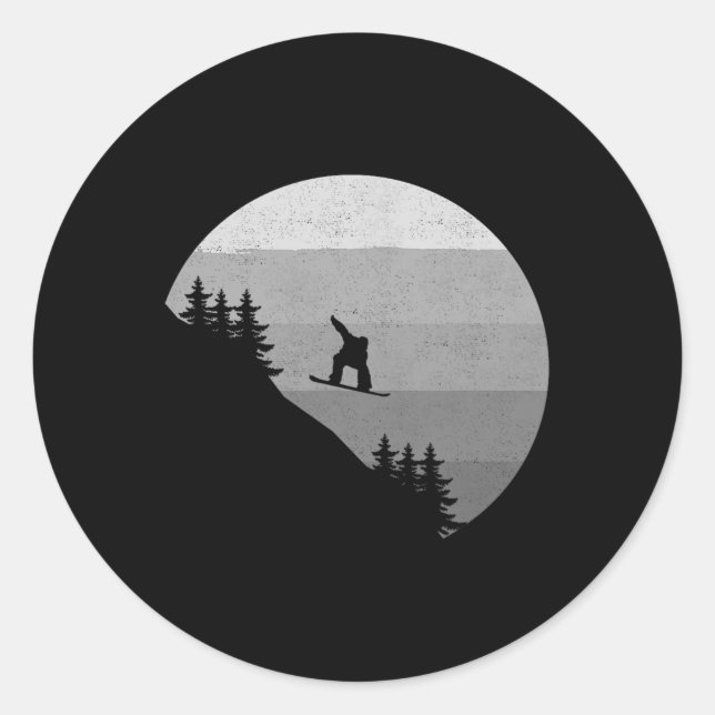Sticker Rond Vêtements de snowboard - Snowboard Snowboarder Sno (Devant)