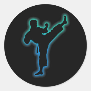 Sticker Rond Vêtements de Taekwondo Chemise d'arts martiaux Enf