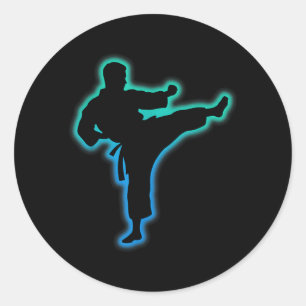 Sticker Rond Vêtements de Taekwondo Chemise d'arts martiaux Enf