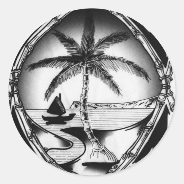 Sticker Rond Vêtements et accessoires de marque Guam (Devant)