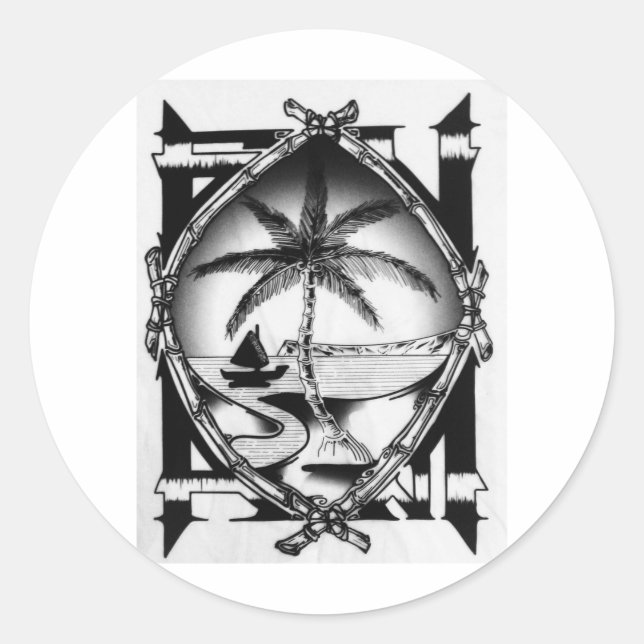 Sticker Rond Vêtements et accessoires de marque Guam (Devant)