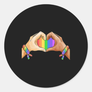 Sticker Rond Vêtements gay pride LGBT Arc-en-ciel Unité cardiaq