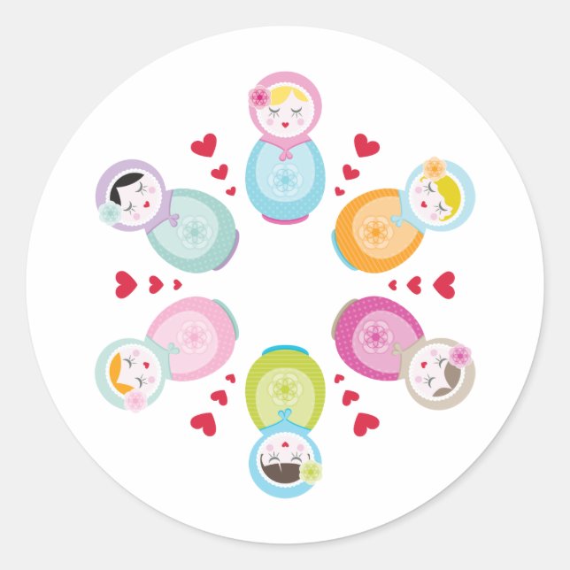Sticker Rond VÊTEMENTS :: poupées babushka - mandala (Devant)