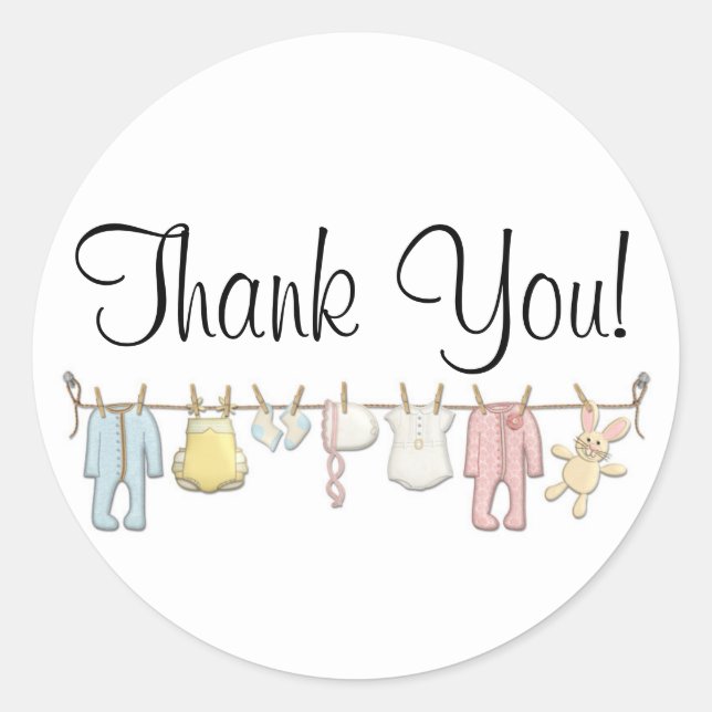 Sticker Rond Vêtements pour bébés Ligne d'habillement pour bébé (Devant)