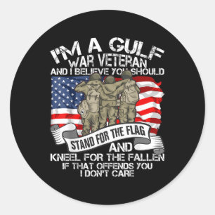 Sticker Rond Vétéran cool de la guerre du Golfe Soldat fier hér