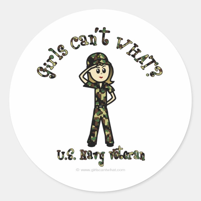Sticker Rond Vétéran de la marine des femmes légères (Devant)
