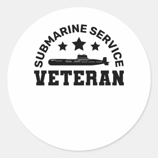 Sticker Rond Vétéran du service sous-marin - Conception militai (Devant)