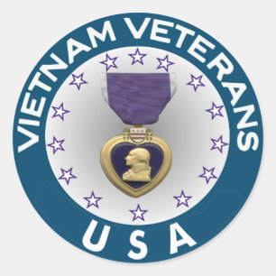 Sticker Rond Vétérans du Vietnam des Etats-Unis Purple Heart