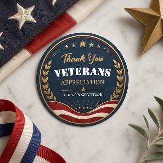 Sticker Rond Vétérans Merci | Fête patriotique militaire