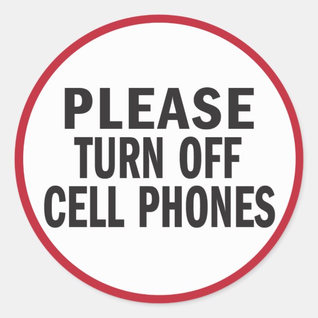 Sticker Rond Veuillez éteindre l'autocollant des téléphones por (Devant)