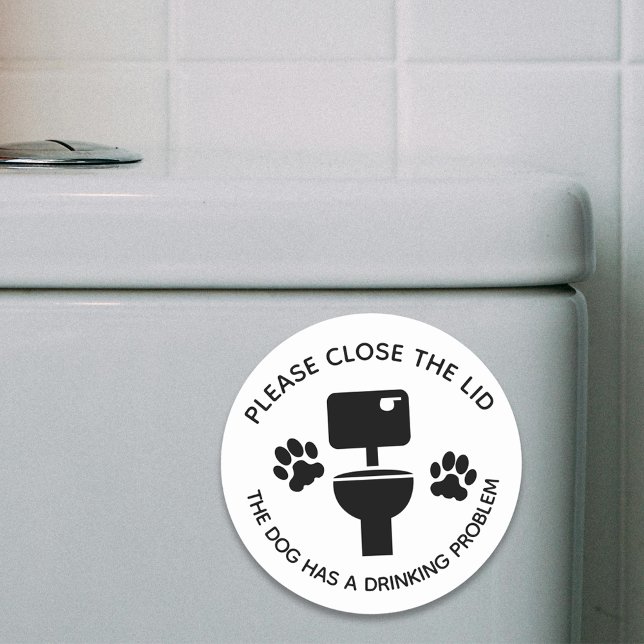 Sticker Rond Veuillez fermer la Toilette Funny pour chien d'enf (Créateur téléchargé)