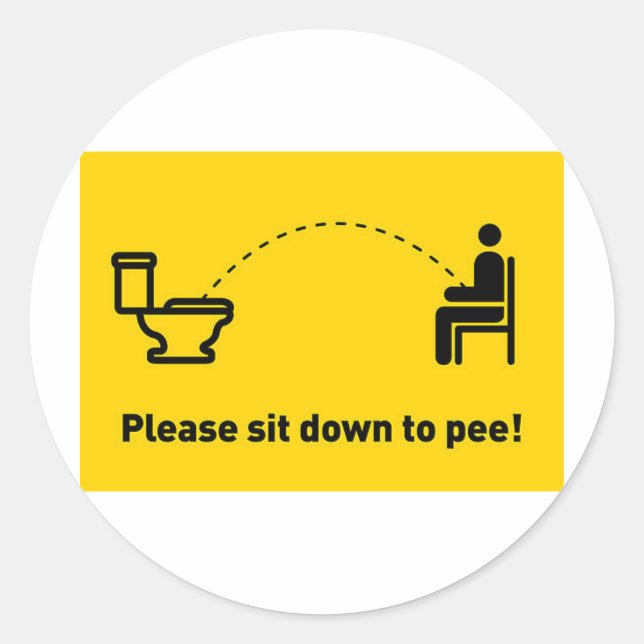 Sticker Rond Veuillez vous asseoir pour pisser (Devant)