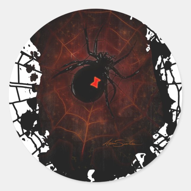 Sticker Rond Veuve noire (conception de signature) (Devant)