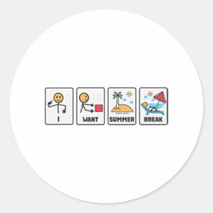 Sticker Rond Veux Pause Été Enseignant Dernier Jour De L'École