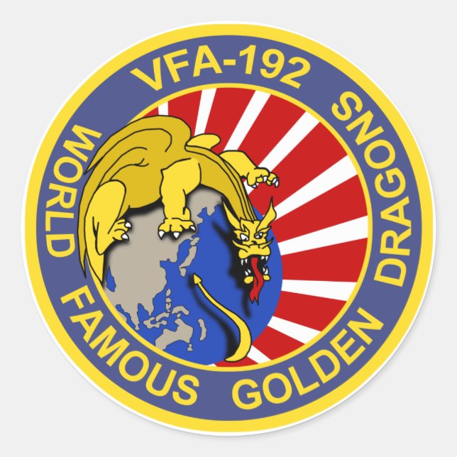 Sticker Rond VFA-192 Dragons d'or (Devant)
