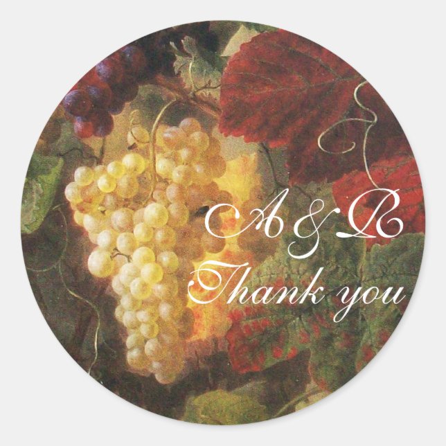 Sticker Rond VIANDE DE VIN VIGNE VIGNE, Merci (Devant)