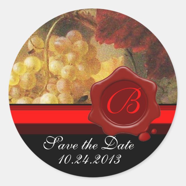 STICKER ROND VIANDE DE VIN VIGNE VIGNE VIN, VOILE DE CIRE ROUGE (Devant)
