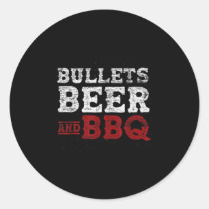 Sticker Rond Viande Fumée amusante Bière Lover Grilling Steak B