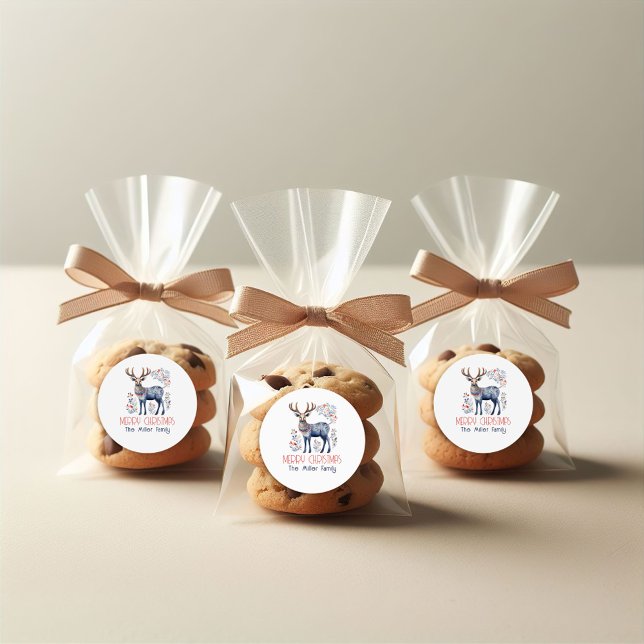 Sticker Rond Vibe de Noël scandinave Folk Reindeer (Créateur téléchargé)