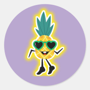 Sticker Rond Vibes d'ananas super - Carton de fruits Cool