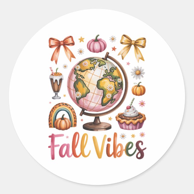 Sticker Rond Vibes d'automne (Devant)
