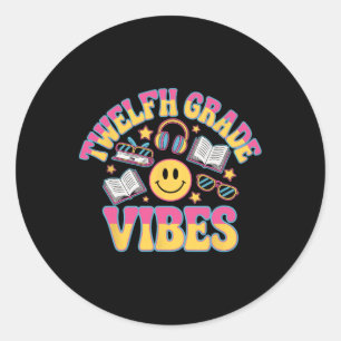 Sticker Rond Vibes de 12e année Professeur de douzième année En