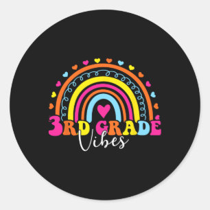 Sticker Rond Vibes de 3e année Retour à l'école Rétro Thé de 5e