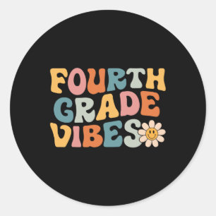 Sticker Rond Vibes de 4e année - Équipe de 4e année Rétro 1er j