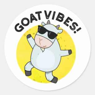 Sticker Rond Vibes de chèvre amusant Good Vibes Animal Pun