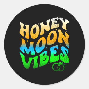 Sticker Rond Vibes de lune de miel Nouveaux mariés Mariés Rétro