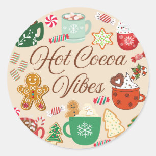 Sticker Rond Vibes de Noël au cacao chaud
