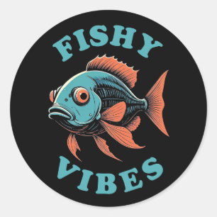 Sticker Rond Vibes de poissons - Poisson amusant