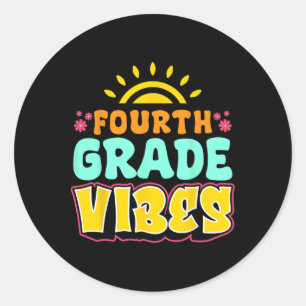 Sticker Rond Vibes de quatrième année Enseignant Élève 4e année
