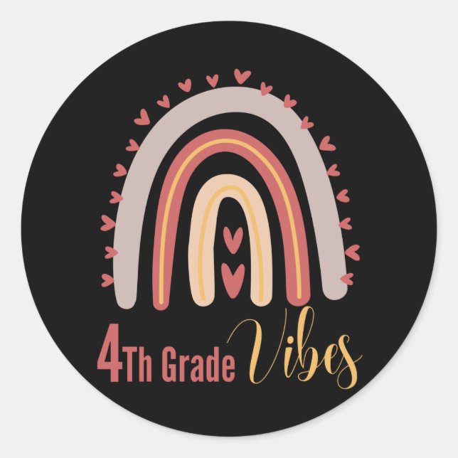 Sticker Rond Vibes de quatrième année - Équipe de quatrième ann (Devant)
