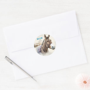Sticker Rond Vibes d'hiver Donkey - fête d'anniversaire -