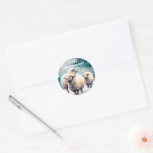 Sticker Rond Vibes d'hiver Mouton - Fête d'anniversaire -