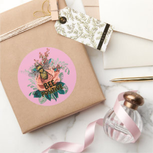 Sticker Rond Vibes florales positives des abeilles