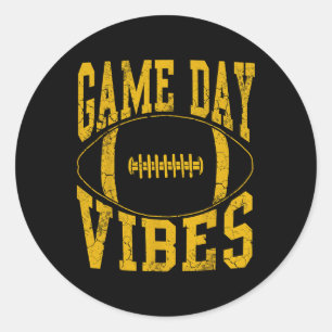 Sticker Rond Vibes Jour Jaune Football Jaune Vintage déprimé
