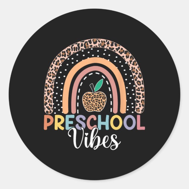 Sticker Rond Vibes Préscolaire Cute Retour À L'École Rainbow Le (Devant)