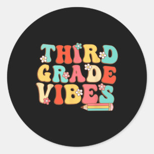 Sticker Rond Vibes Retro Super - 3e année Retour à l'école